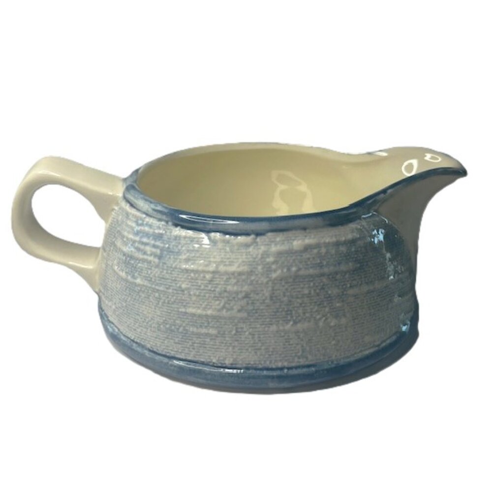 Stangl Pottery Gravy Boat Glazed Texture Ware Blue Cream